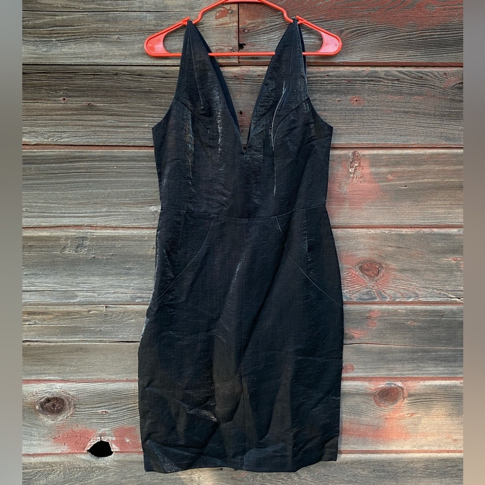 Maria Bianca Nero Silk Linen Black Mini Sleeveless Dress - Size Medium